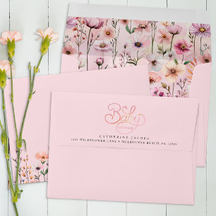 Pink Watercolor Wildflower Envelope – Dusty Floral