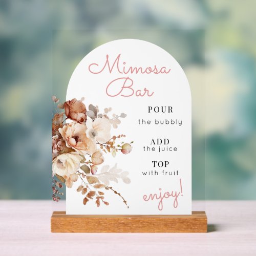 Pink Watercolor Wildflower Floral Mimosa  Acrylic Sign
