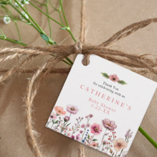 Pink Watercolor Wildflower Thank You Favor Tags – 