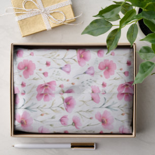 Pink Watercolor Wildflower Tissue Paper