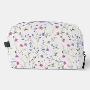 pink Watercolor wildflowers floral cosmetic bag