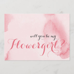 Pink Watercolor Will you be my Flower Girl Invitation
