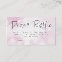 Pink Watercolor Winter Snow Diaper Raffle Ticket Enclosure Card