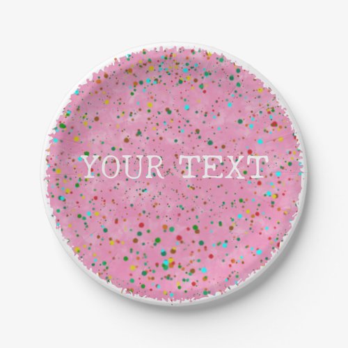 Pink Watercolor With Confetti Decor Custom Paper Plates