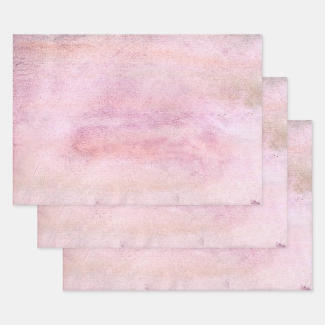 Pink watercolor wrapping paper sheets (Set)