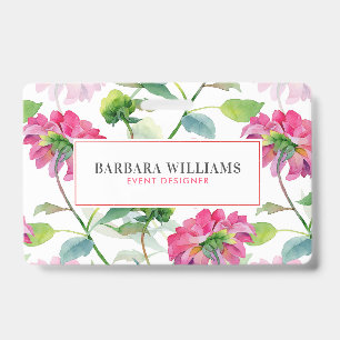 Pink Watercolors Flowers Pattern Badge