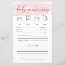 Pink Watercolour Baby Predictions Game