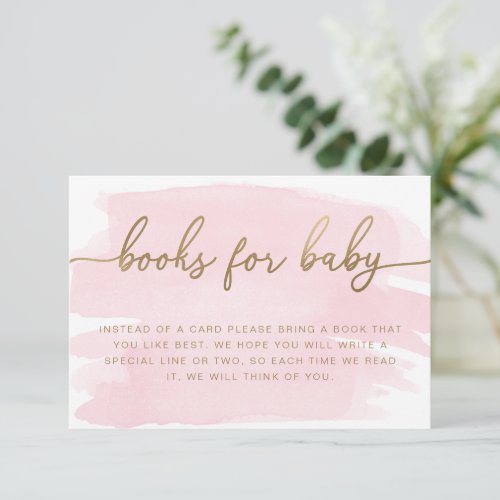 Pink Watercolour Books Request Insert Card