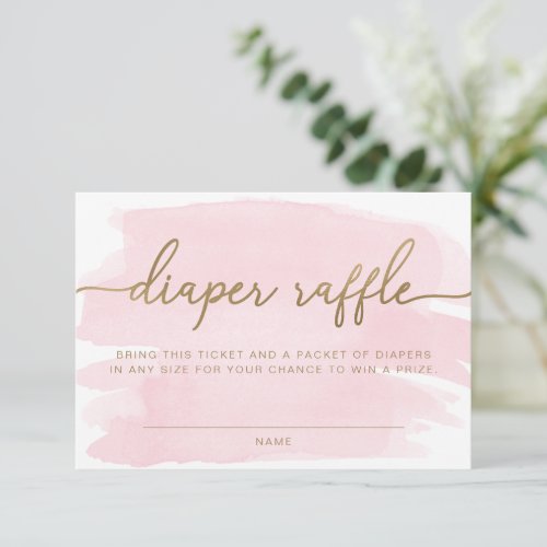 Pink Watercolour Diaper Raffle Ticket Insert Card