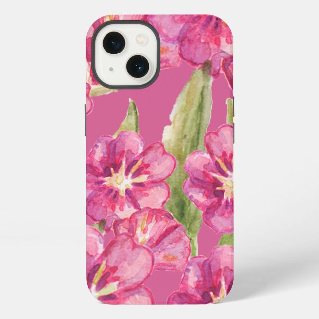 pink watercolour floral iphone 13 case. case (Back)