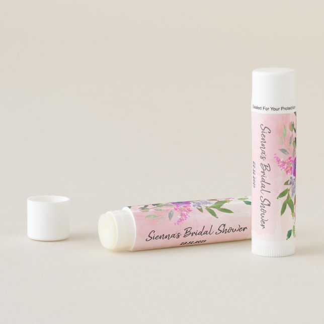 Pink Watercolour Floral Thank You Lip Balm (In Situ)