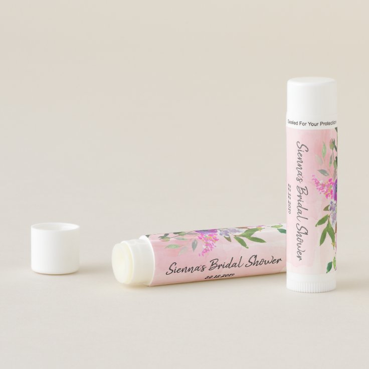 Pink Watercolour Floral Thank You Lip Balm | Zazzle