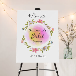 Pink Watercolour Floral Welcome Bridal Shower Foam Board