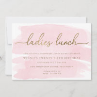 Pink Watercolour Gold Ladies Lunch