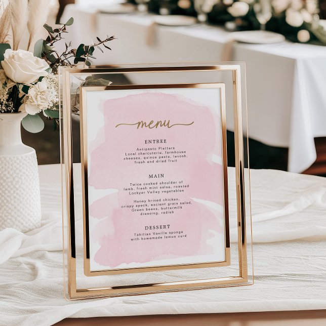Pink Watercolour Gold Menu Sign (Creator Uploaded)