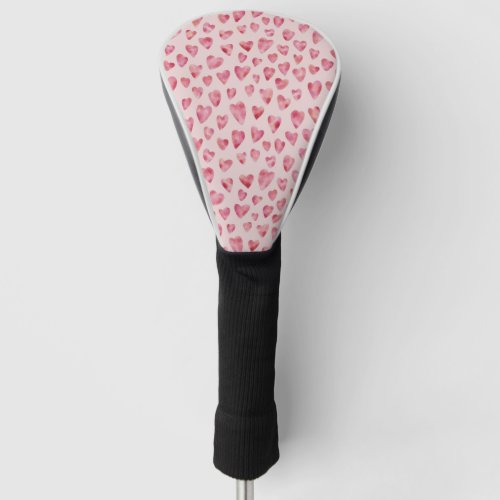 Pink watercolour heart golf clubdriver cover