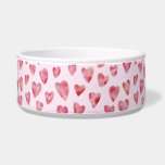 Pink Watercolour Heart pet bowl<br><div class="desc">Pink Watercolour Heart Design on a pink background</div>