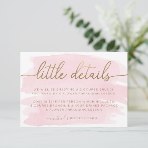 Pink Watercolour Little Details Insert Card