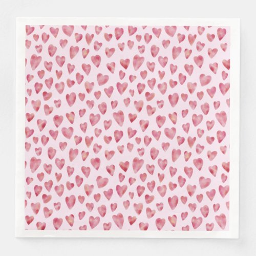 Pink Watercolour Love Heart pattern Paper Dinner Napkins