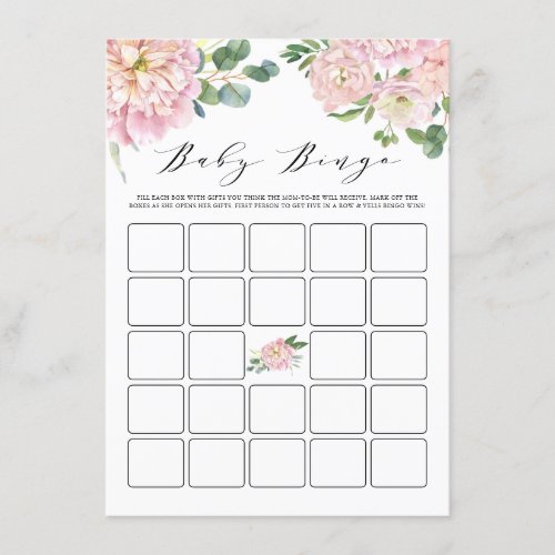 Pink Watercolour Roses Baby Shower Bingo Game Enclosure Card