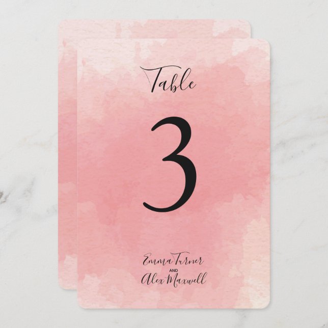 Pink Watercolour | Table number cards (Front/Back)