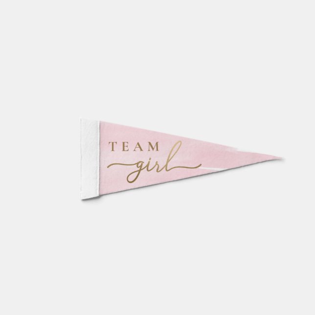 Pink Watercolour Team Girl Gender Reveal Pennant Flag (Front)