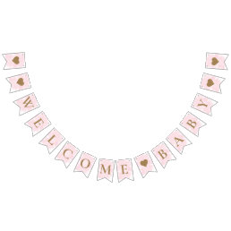 Pink Watercolour Welcome Baby Bunting Flags