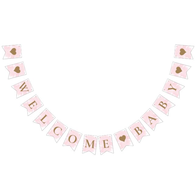Pink Watercolour Welcome Baby Bunting Flags (All)