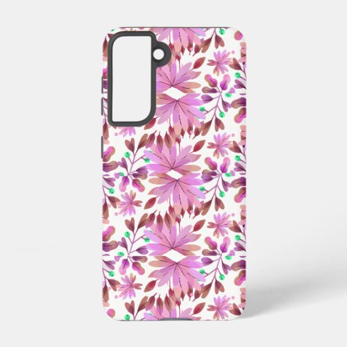 Pink watercolour winter flowers background   samsung galaxy s21 case