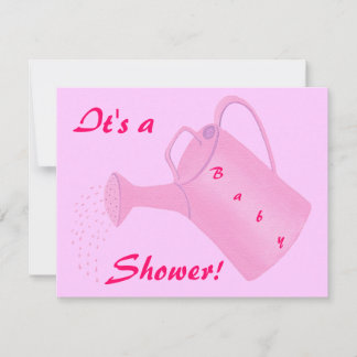 Pink Watering Can Baby Shower Invitations