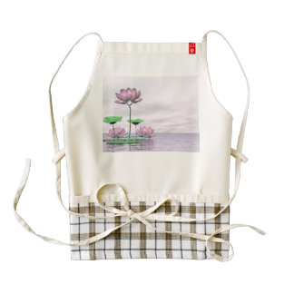 Pink waterlilies and lotus flowers - 3D render Zazzle HEART Apron