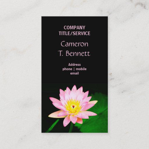 Customizable Pink Waterlily Business Card