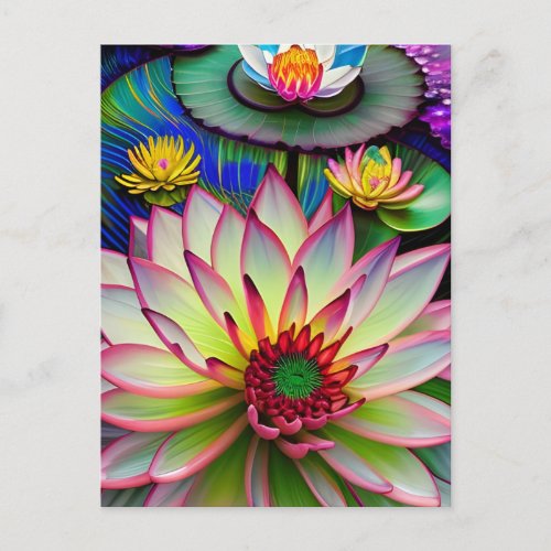 Pink Waterlily Flower Postcard