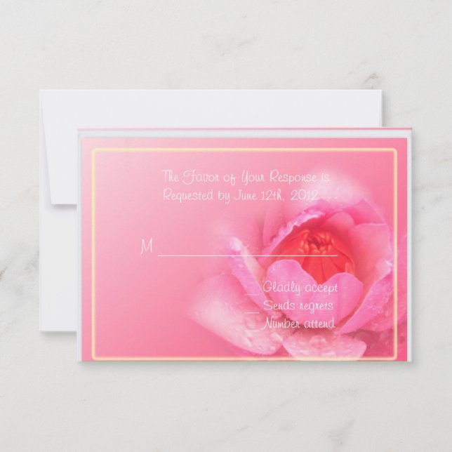 pink waterlily flower RSVP card (Front)