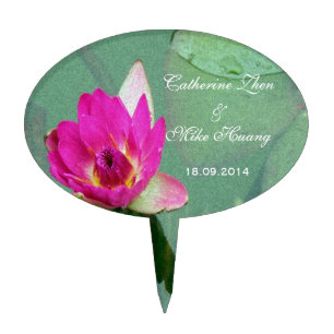 pink waterlily flower wedding cake top topper