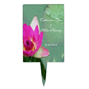 pink waterlily flower wedding cake top topper