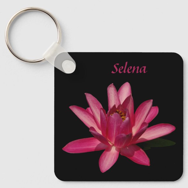Pink Waterlily Lotus Keychain (Front)