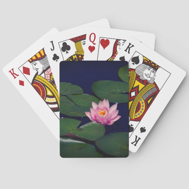 Pink Waterlily Lotus Playing Cards (Back)