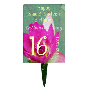 pink waterlily sweet 16 birthday cake pick