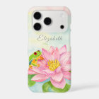 Pink Waterlily & Tree Frog Personalized