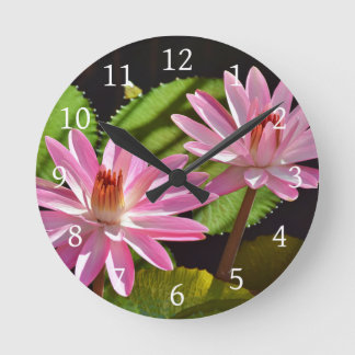 Pink Waterlily Water Lily Nymphaea Round Clock