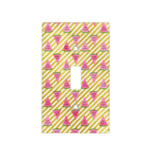 Pink Watermelon and Yellow Stripe Summer Pattern Light Switch Cover