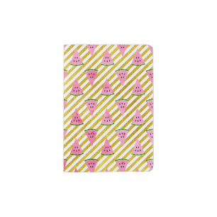 Pink Watermelon and Yellow Stripe Summer Pattern Passport Holder