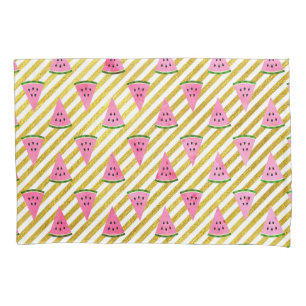 Pink Watermelon and Yellow Stripe Summer Pattern Pillow Case