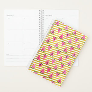 Pink Watermelon and Yellow Stripe Summer Pattern Planner