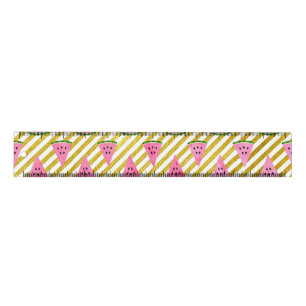 Pink Watermelon and Yellow Stripe Summer Pattern Ruler