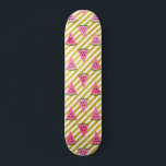 Pink Watermelon and Yellow Stripe Summer Pattern Skateboard<br><div class="desc">Cute Pink Watermelon and Yellow Stripe Summer Pattern. This Fun Pink Watermelon with Black Seeds Fruit Print is perfect for a summer birthday gift.</div>