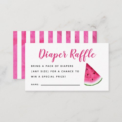 Pink Watermelon Baby Shower Diaper Raffle Ticket Enclosure Card