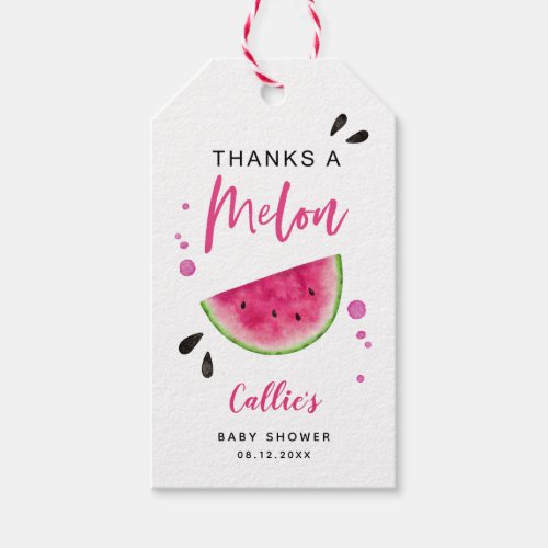 Pink Watermelon Baby Shower Gift Tags