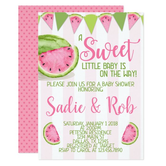 Pink Watermelon Baby Shower Invitation Invite Zazzle Com